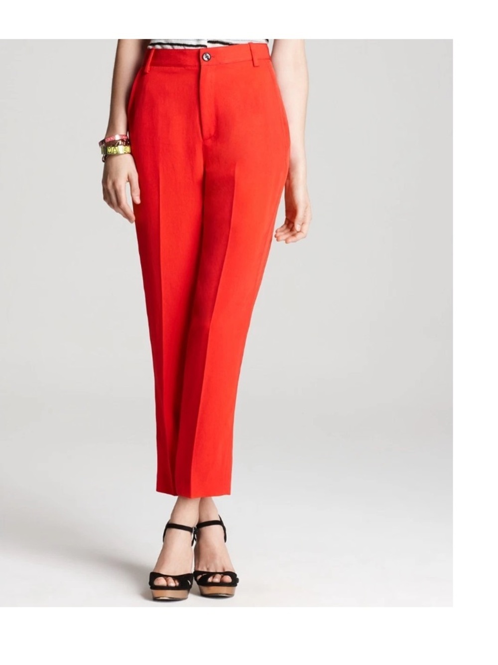 Rachel Zoe Classic Straight-Leg Orange Women's Trousers